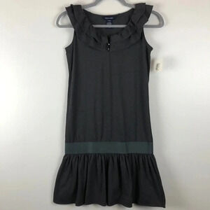 Ralph Lauren New Girls L Gray Sleeveless Ruffle‎ Cotton Blend  Dress